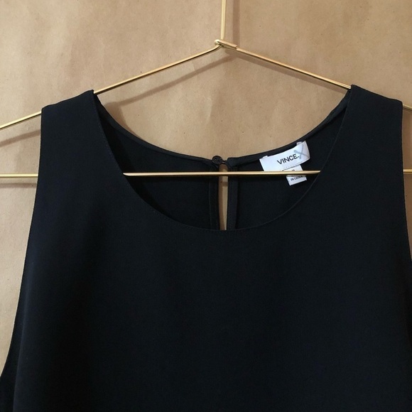 Vince | Bonded Sleeveless High Neck Longline Tunic Tank Top Black Size M - Picture 5 of 9